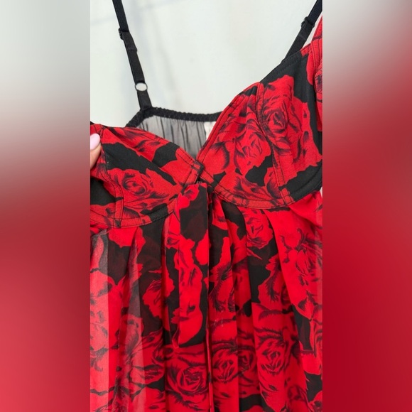 Victoria's Secret Black & Red Vintage with Floral Pattern Dress Size XS 2148 - Picture 5 of 8